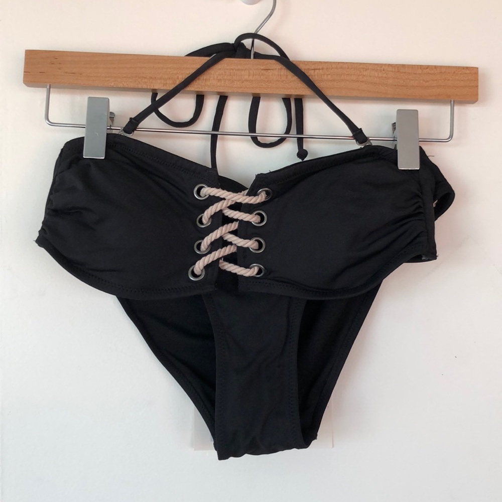 Bandeau bikini w/ rope detail and removable straps